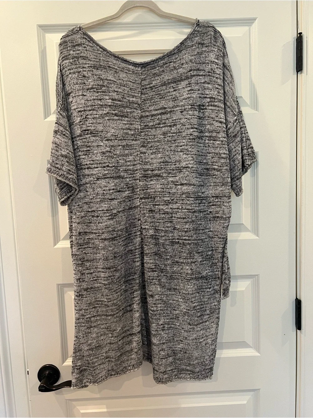 Free People Light Bright High Low Linen Knit Tunic Gray Pockets Medium